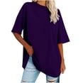 thumbnail image 1 of ZyeKqe Oversized T Shirts for Women Short Sleeve Shirts Round Neck T Shirts Loose Fitted Summer Tees, 1 of 6