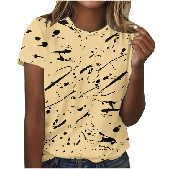 ZyeKqe Oversized T Shirts for Women Short Sleeve Summer Tops Crewneck Print Shirts 2024 Trendy Clothes