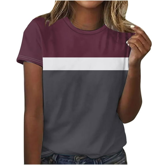 ZyeKqe Oversized T Shirts for Women Short Sleeve Summer Tops Crewneck Print ShirtsTrendy Clothes