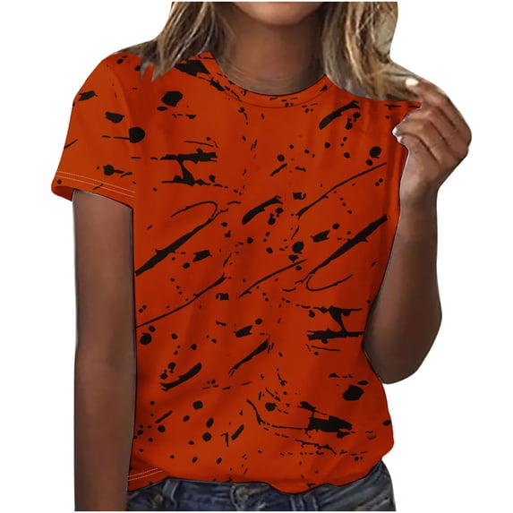 ZyeKqe Oversized T Shirts for Women Short Sleeve Summer Tops Crewneck Print ShirtsTrendy Clothes