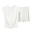 thumbnail image 1 of ZyeKqe Pajama Sets for Women 2 Piece Thin Loungewear Outfits Cap Sleeve T-Shirts Ruffle Shorts Sleepwear, 1 of 7