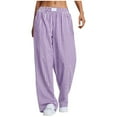 thumbnail image 1 of ZyeKqe Pajamas Pants for Women Low Waisted Sleep Bottoms Wide Leg Plaid Loose Fitted Lounge Pants, 1 of 7