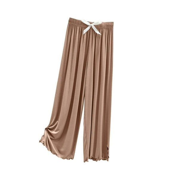 ZyeKqe Pajamas Pants for Women Soft Comfy Sleep Bottom High Waisted Wide Leg Lounge Pants Homewear Loungewear Sleepwear