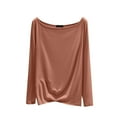 thumbnail image 1 of ZyeKqe Pajamas Tops for Women Long Sleeve Crew Neck Comfy Shirts Solid Color Soft Homewear Basic Tees, 1 of 5