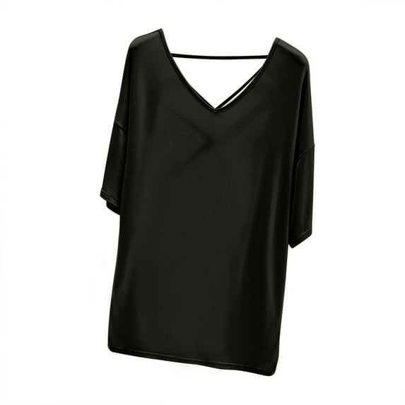 ZyeKqe Pajamas Tops for Women Short Sleeve Shirts Casual V Neck Sleep Top Soft Comfy Sleepwear Loungewear