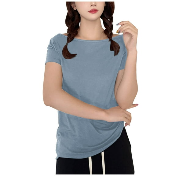 ZyeKqe Pajamas Tops for Women Short Sleeve Shirts Round Neck Soft Base Layer Loose Fitted Sleepwear