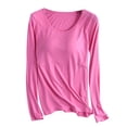 thumbnail image 1 of ZyeKqe Pajamas Tops for Women with Built in Bra Long Sleeve Undershirts Crewneck Base Layered Homewear, 1 of 3