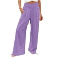thumbnail image 1 of ZyeKqe Pants for Women Casual High Waist Lounge Pants Wide Leg Boho Summer Trousers with Pocket S-XXL, 1 of 9