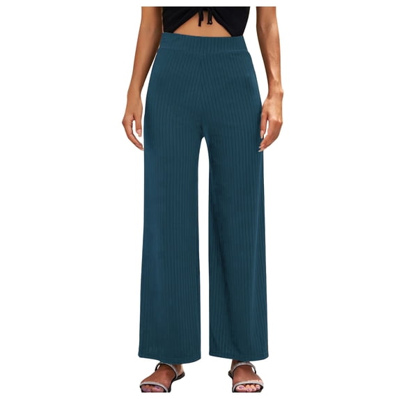 ZyeKqe Pants for Women High Waisted Lounge Pants Straight Wide Leg Summer Beach Trousers