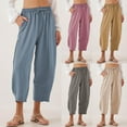 thumbnail image 1 of ZyeKqe Pants for Womens High Waisted Pants Ankle Length Drawstring Casual Beach Pant with Pocket, 1 of 7