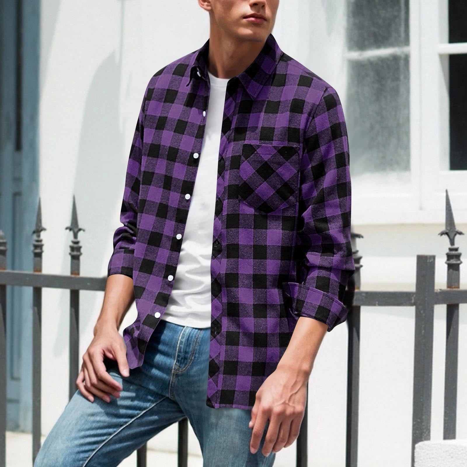 ZyeKqe Plaid Shirts for Men Button down Long Sleeve Blouses Fall Comfy  Business Casual Dress Shirts with Pocket - Walmart.com