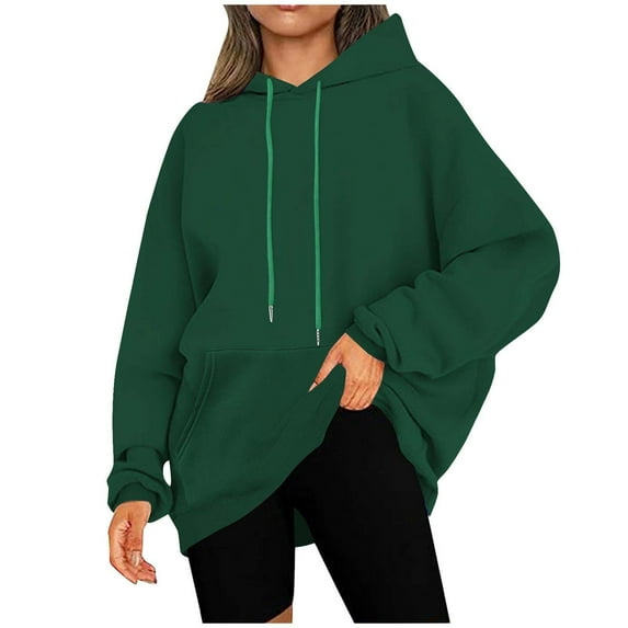 ZyeKqe Womens Hoodies Oversized Drawstring Sweatshirts Long Sleeve Winter Fall Pullover Fleece Sweaters