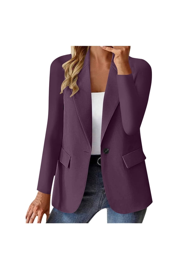 Plus Size Blazers for Women Open Front Long Sleeve Jackets Solid Color Business Casual Office Suits