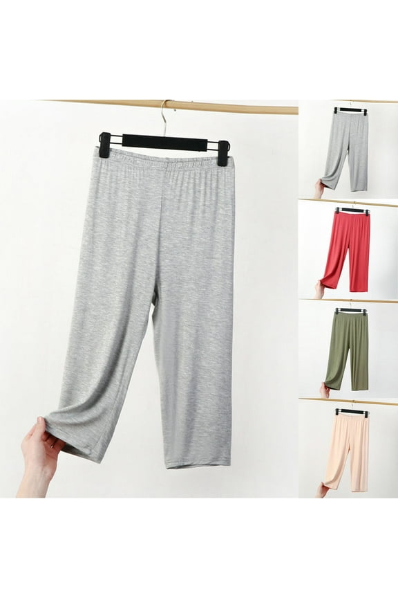 Plus Size Capri Leggings for Women High Waisted Capris Sleep Bottoms Casual Comfy Cropped Pajamas Pants Loungewear