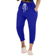 thumbnail image 1 of ZyeKqe Plus Size Capri Pants for Women Drawstring High Waisted Capris Straight Leg Summer Cropped Lounge Trousers, 1 of 6