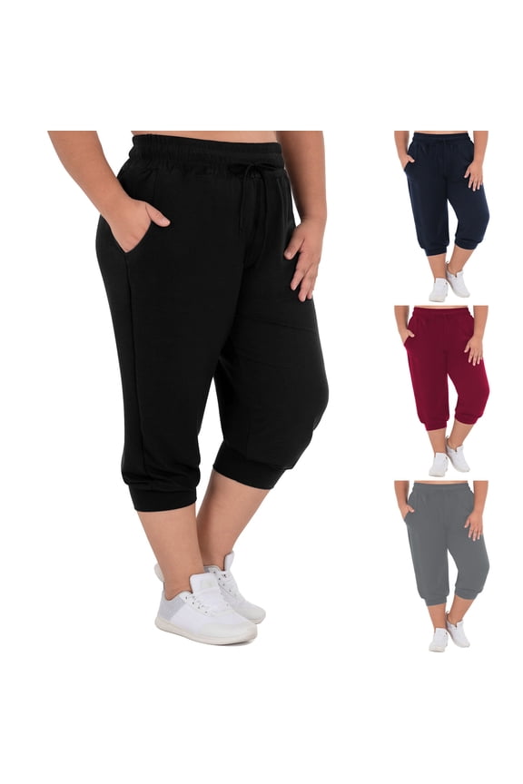 Plus Size Capris Pants for Women Drawstring High Waisted Jogger Capris Casual Comfy Sweat Cropped Pants