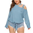 thumbnail image 1 of ZyeKqe Plus Size Cold Shoulder Tops for Women Long Sleeve Shirts Front Going out Tops Loose Fitting Blouses Size L-4XL, 1 of 4