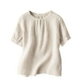 thumbnail image 1 of ZyeKqe Plus Size Cotton Linen Tops for Women Short Sleeve Shirts Crewneck Lightweight Casual Loose Blouses Top, 1 of 3
