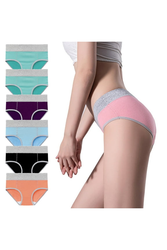 Plus Size Cotton Underwear Womens Full Coverage Stretch Briefs Breathable Comfy 6 Pack Panties