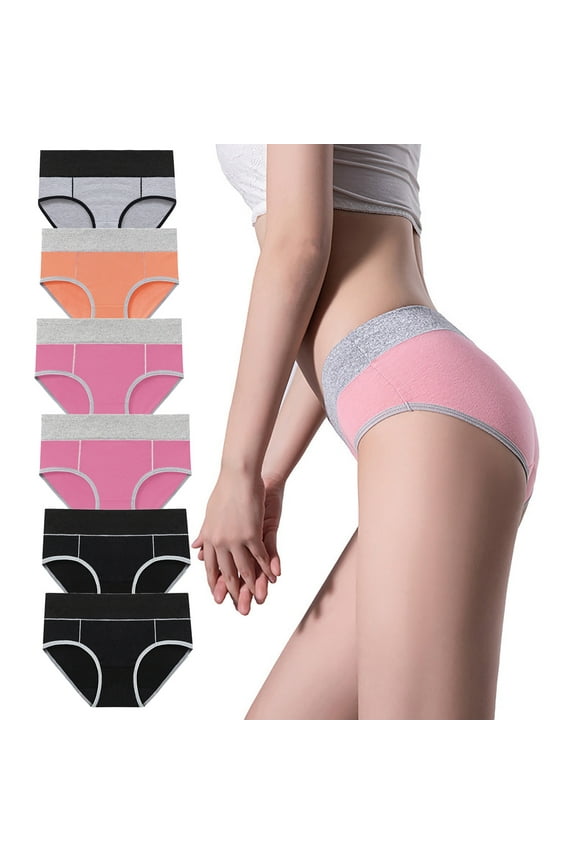 Plus Size Cotton Underwear Womens Full Coverage Stretch Briefs Breathable Comfy 6 Pack Panties