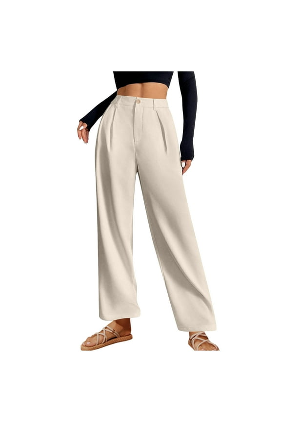 Plus Size Dress Pants for Women High Waisted Business Casual Pants Wide Leg Office Work Trousers