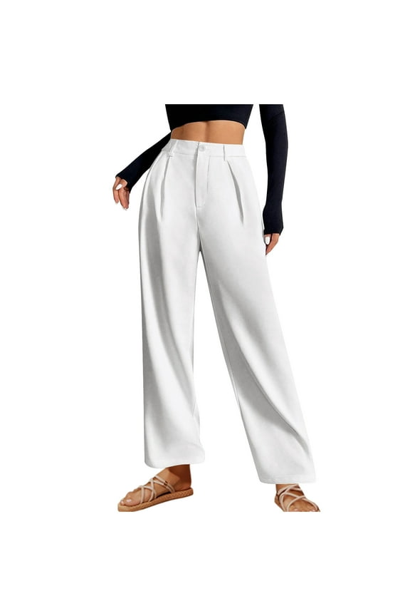 Plus Size Dress Pants for Women High Waisted Business Casual Pants Wide Leg Office Work Trousers