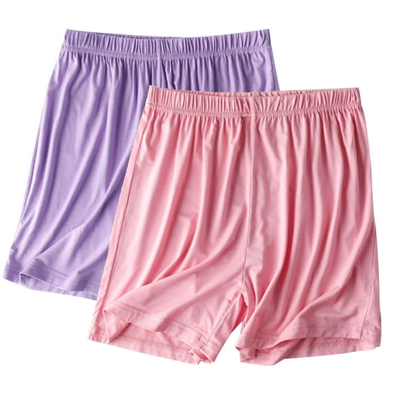 ZyeKqe Plus Size Pajama Shorts for Women Casual Comfy Elastic Waisted Shorts Solid Color Pjs Bottoms 2 Pack