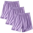 thumbnail image 1 of ZyeKqe Plus Size Pajama Shorts for Women Casual Comfy Elastic Waisted Shorts Solid Color Pjs Bottoms 3 Pack, 1 of 2