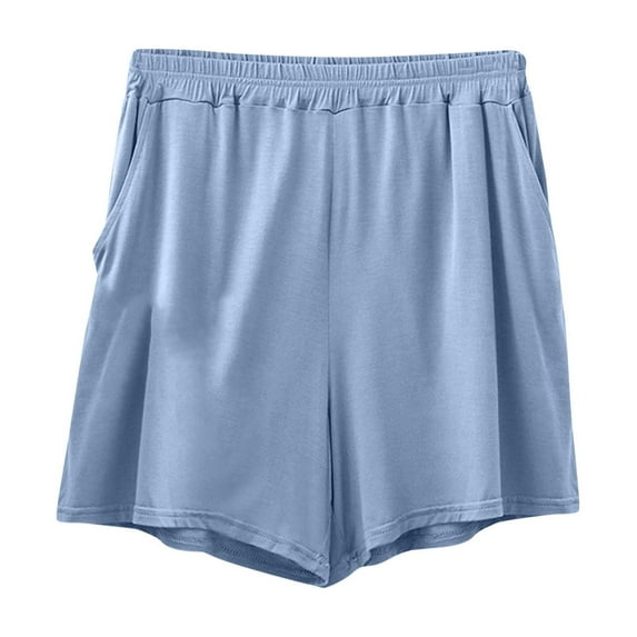 ZyeKqe Plus Size Pajama Shorts for Women Summer Comfy High Waisted Shorts Wide Leg Loungewear Shorts