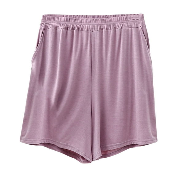 ZyeKqe Plus Size Pajamas Shorts for Women Elastic Wasted Lounge Shorts Loose Fitted Sleep Bottom Shorts Loungewear