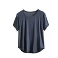 thumbnail image 1 of ZyeKqe Plus Size Pajamas Tops Short Sleeve Sleep Shirts Solid Color Pjs Tops Sleepwear Homewear Loungewear, 1 of 5