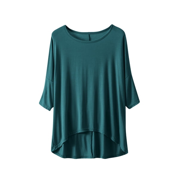 ZyeKqe Plus Size Pajamas Tops for Women 3/4 Sleeve Sleep T Shirts Scoop Neck Casual Comfy Sleepwear