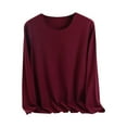 thumbnail image 1 of ZyeKqe Plus Size Pajamas Tops for Women Long Sleeve Shirts Round Neck Top Solid Color Loose Fitting Undershirts Loungewear, 1 of 3