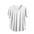 thumbnail image 1 of ZyeKqe Plus Size Pajamas Tops for Women Short Sleeve Shirts Casual V Neck T Shirts Loose Fitted Sleepwear, 1 of 8