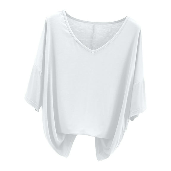ZyeKqe Plus Size Pajamas Tops for Women Short Sleeve Top Casual V Neck Sleepwear Soft Comfy Loungewear