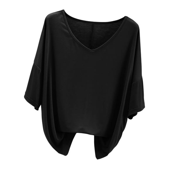 ZyeKqe Plus Size Pajamas Tops for Women Short Sleeve Top Casual V Neck Sleepwear Soft Comfy Loungewear