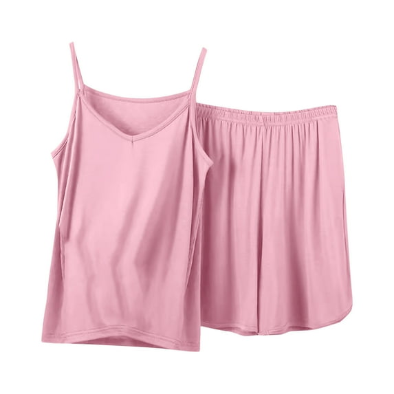 ZyeKqe Plus Size Pajamas for Women Soft Sleepwear 2 Piece Cami Shorts Set Casual Summer Pjs Loungewear
