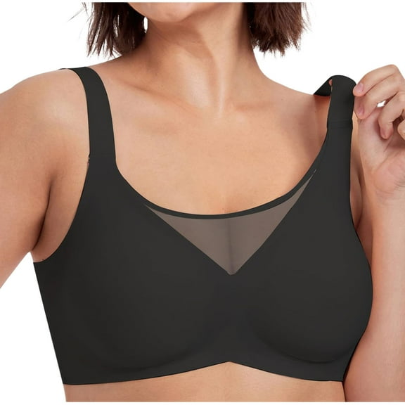 ZyeKqe Plus Size Seamless Bras for Women Wireless Comfortable Full Coverage Bra No Underwire Soft Push up Everyday Bralettes