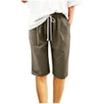 thumbnail image 1 of ZyeKqe Plus Size Shorts for Women Drawstring High Waisted Shorts Summer Knee Length Shorts with Pockets, 1 of 3