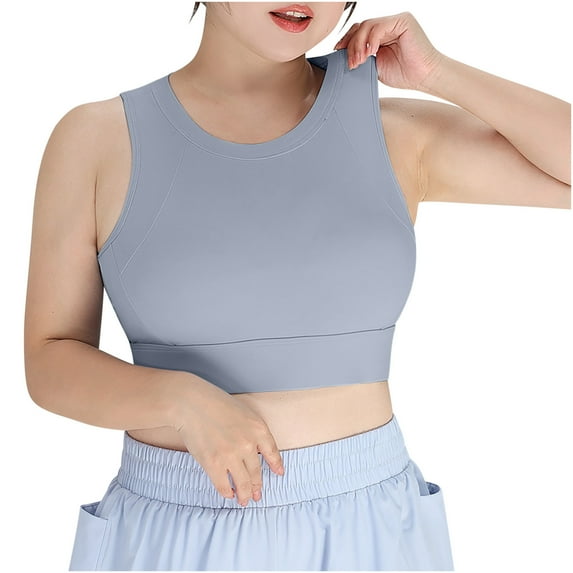 ZyeKqe Plus Size Sport Bras for Women Hollow out Back Full Coverage Yoga Bras Seamless Stretchy Comfort Workout Bras