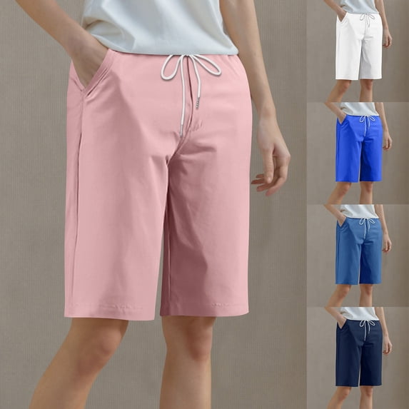 ZyeKqe Plus Size Sweat Shorts for Women Drawstring High Waisted Athletic Shorts Straight Wide Leg Gym Shorts