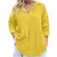 thumbnail image 1 of ZyeKqe Plus Size Tops for Women Cotton Linen Long Sleeve Shirts Button up V Neck Casual Loose Fitting Fall Top, 1 of 6