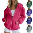 thumbnail image 1 of ZyeKqe Womens Hoodies Fall Cute Zipper Sweatshirts Casual Long Sleeve Solid Color Outwear Fashion Jackets with Pockets, 1 of 7