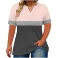 thumbnail image 1 of ZyeKqe Plus Size Tops for Women Short Sleeve Shirts Casual V Neck T Shirts Colorblock Tunic Tops Loose Fitted Blouses, 1 of 5