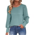 thumbnail image 1 of ZyeKqe Puff Long Sleeve Tops for Women Round Neck Work Shirts Business Casual Top Loose Fitted Office Blouses, 1 of 6