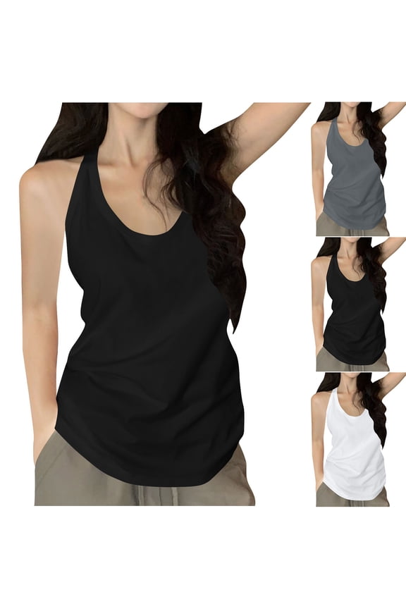 Racerback Sleeveless Shirts for Women Deep V Neck Tank Top Loose Fitted Undershirts Base Layer Top