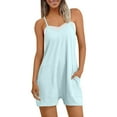 thumbnail image 1 of ZyeKqe Romper for Women Summer Casual Sleeveless Loose Overall Spaghetti Strap Shorts Vacation Beach Jumpsuits, 1 of 7