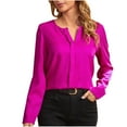 thumbnail image 1 of ZyeKqe Satin Blouses for Women Dressy Casual Long Sleeve Work Shirts V Neck Business Top Loose Office Blouses, 1 of 7