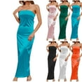 thumbnail image 1 of ZyeKqe Satin Dresses for Women Strapless Tube Long Dresses Solid Color Maxi Dress Elegant Wedding Guest Dresses, 1 of 8