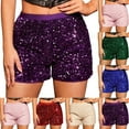 thumbnail image 1 of ZyeKqe Sequin Shorts for Women High Waisted Sparkly Glitter Shorts Straight Wide Leg Party Shorts, 1 of 9